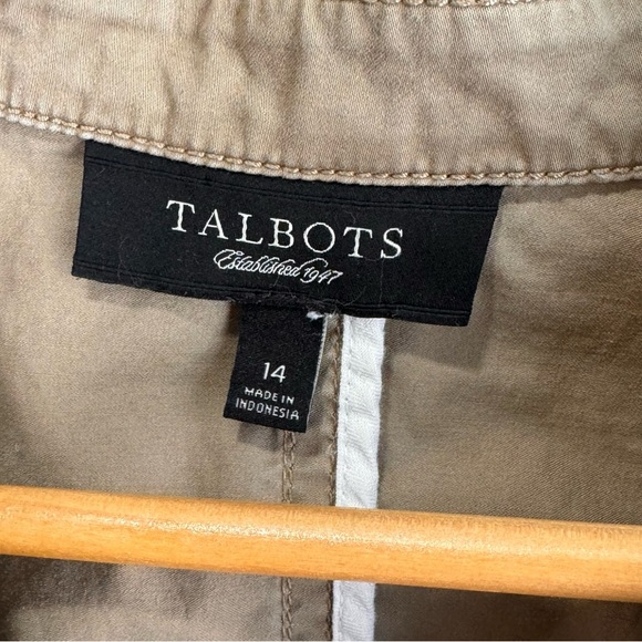 Talbots Utility Jacket Blazer. Business Casual Travel Khaki Tan. 14 - Picture 3 of 7